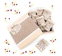 1 boîte cadeau Schön DASS DU DA BIST Cœur beige crème/blanc clair/marron naturel avec 25 mini sacs en caoutchouc pour bonbons