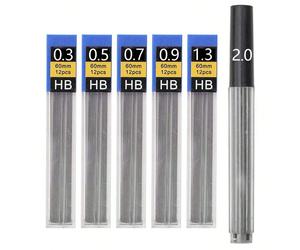1 boîte de 0,3/0,5/0,7/0,9/1,3/2,0 mm Recharges de mine de crayon automatique, recharges de mine de crayon mécanique en résine HB, recharges de mine de crayon en métal, mines de crayon mécanique de 0,