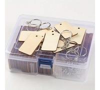 1 boîte de 120/150/300 pièces (paquet individuel de 30/60/90 pièces en option) ensemble de pendentifs de porte-clés en bois DIY, porte-clés en bois naturel vierges avec anneaux métalliques, pièces de 