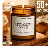 1 boîte de 300g Bougie parfumée à la cannelle, bougie en cire de soja , Bocal en verre marron, décoration de chambre & aromathérapie, cadeau d'anniversaire pour femme, décoration de la maison Cire