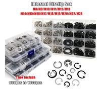 1 Boîte de Kit d'Assortiment M8-M24, Anneaux de Sécurité Internes Type C, Clips de Retenue pour Trous, Anneaux de Serrage GB893, Acier Inoxydable 304, Acier Noir 65mn set D 535pcs
