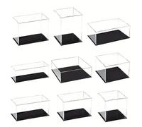1 boîte de présentation en acrylique, boîte en plastique, boîte de rangement cubique, petite boîte transparente à assembler, présentoir anti-poussière, pour objets de collection 20x15cm
