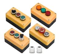 1 boîtier de contrôle étanche LA38 à bouton poussoir étanche à la poussière 3 trous bouton poussoir boîte bouton d'arrêt d'urgence jaune boîtier lumineux (témoin lumineux)
