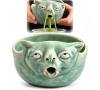 1 bol à matcha en forme de chat puking, 3D amusant en céramique pour fouet à matcha, bol verseur, motif tête de chat fantaisiste glacé, bol à verser, céramique compacte pour les amateurs de matchas
