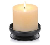 1 bougeoir en métal avec mandrin de 1 cm, Ø 10 cm - Bougeoir décoratif moderne pour mariage, Noël, salon, couronne de l'Avent, fêtes, anniversaires, communions et bougies de baptême - Noir