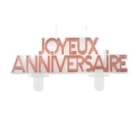 1 Bougie rose gold Joyeux Anniversaire pour décoration gâteau (8 x 7cm) REF/7979