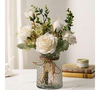 1 bouquet de fleurs artificielles roses pour mariage, fleurs en soie d'eucalyptus roses fausses, composition florale pour la décoration de la maison, du bureau, de la table à manger. Meilleurs cadeaux