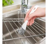 1 brosse de nettoyage en forme de V, brosse à récurer multifonction pour grille de cuisine, barbecue et surfaces ménagères - Blanc