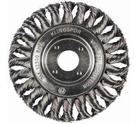 1 brosse ronde Klingspor BR 600 Z torsadée à une rangée - 125 x 14 mm - Filetage M 14 0,5 - Acier