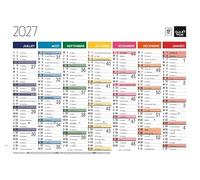 1 Calendrier Mural Annuelle ARC EN CIEL 7 Mois par Face - Format 27 x 21 cm - Janvier 2027 à Décembre 2027