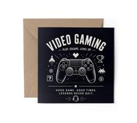 1 carte de vœux pour jeux vidéo - Contrôleur de console de jeu vidéo, jeu informatique, jeu électronique, passe-temps, cadeau d'anniversaire #73198