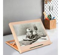 1 Chevalet d'art en bois - Support de dessin et de peinture de bureau pliable et réglable avec panneau inclinable, rentrée scolaire, fournitures scolaires bois