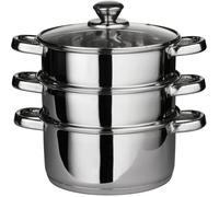 1 Couscoussier,Acier Inoxydable,Couvercle en Verre,3 Niveaux,Cuisson Vapeur,Cuisine .