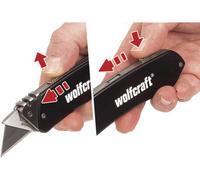 wolfcraft 4124000 1 Couteau de Poche Longueur 90 Mm à Lame Rétractable avec Clip Ceinture argent
