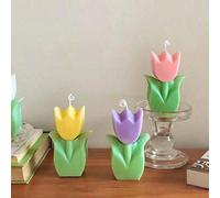 1 décoration de bougie en forme de tulipe, bougie d'aromathérapie en forme de tulipe, bougie d'aromathérapie esthétique en cire de paraffine et de soja, cadeau pour la famille, les chambres, les anniv