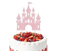 1 décoration de gâteau en forme de château - Paillettes - Thème château - Décoration de gâteau d'anniversaire - Château - Décoration de gâteau pour anniversaire, fête, mariage - Rose clair