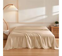 1 drap plat en soie de mûrier, drap de lit de luxe lisse, drap supérieur, tailles simple, double, king, queen, linge de lit pour couple, couvre-lit doux Lauren Blue