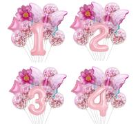 1 ensemble de ballons papillon rose 32 pouces, ensemble de ballons numériques joyeux anniversaire, ballons en aluminium, décorations de fête prénatale anniversaire 1pcs cake topper