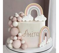 1 ensemble de boules de décoration de gâteau arc-en-ciel, nuage blanc, Beige, arc-en-ciel, rose, nu, pour réception-cadeau pour bébé, décorations de gâteau d'anniversaire, faveur 7Pcs Set
