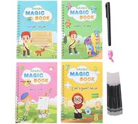 1 Ensemble De Grands Cahiers De Pratique Arabe À Encre Magique Pour Enfants, Cahiers D'écriture Réutilisables Pour Les Écoles Maternelles, Livre D'écriture De Lettres De Traçage Avec Recharge De Stylo