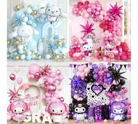 1 ensemble de guirlandes de ballons de dessin animé Hello Kitty Kuromi Melody Cinnamon, décorations de fête d'anniversaire pour enfants et filles, fournitures pour baby shower set5