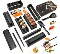 1 ensemble de Kit de fabrication de Sushi, 10 pièces, ensemble Premium en plastique, ensemble d'outils pour Sushi, rouleau de riz, moules, formes, cadeaux de Festival noir