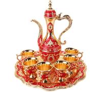 1 Ensemble Thé Marocain 6 Pièces, Alliage De Zinc Rouge, Tasse Café Turque Vintage, Pour Maison Et Mariage THEIERE ELECTRIQUE