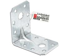 1 Equerre metal renforcées 60x60x45x2 mm, connecteurs bois galvanisés avec nervure, équerre support d'angle droit perforée pour menuiserie, fixation meuble, clôture, construction bois