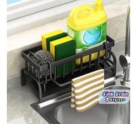 1 Étagère de rangement pour évier de cuisine, étagère de rangement pour salle de bain, support pour éponge de robinet de cuisine, égouttoir à éponge, savon, brosses, serviettes, grattoirs, fournitures