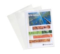 Chemise coin plastique EXACOMPTA A4 polypropylène lisse 12/100e incolore transparente - Paquet de 100