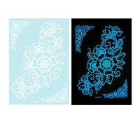 1 feuille de tatouage temporaire bleu phosphorescent pour décoration corporelle mettant en évidence des fleurs abstraites pour femmes et filles, tatouage temporaire pour femmes