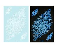 1 feuille de tatouage temporaire bleu phosphorescent pour décoration corporelle mettant en évidence des fleurs abstraites pour femmes et filles fournitures de tatouage de fête