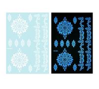 1 feuille de tatouage temporaire bleu phosphorescent pour décoration corporelle mettant en évidence des fleurs abstraites pour femmes et filles, tatouage temporaire pour femmes