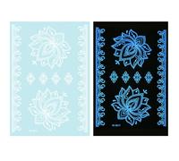 1 feuille de tatouage temporaire bleu phosphorescent pour décoration corporelle mettant en évidence des fleurs abstraites pour femmes et filles fournitures de tatouage de fête