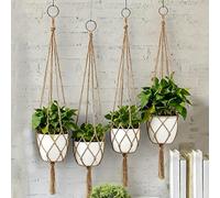 1 filet créatif en corde de chanvre tissée pour pots de fleurs, paniers suspendus en lin, filet pour pots de fleurs, outils de jardinage en plein air, décoration de la maison (style long, 104 cm)