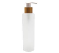 1 flacon de voyage rechargeable en verre givré translucide de 120 ml avec pompe en bambou pour émulsion, crème, etc