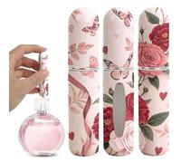 1 flacon vaporisateur de parfum rechargeable de 5 ml, sans BPA, imprimé floral, remplissage par le bas, design élégant pour les retouches de voyage, sac à main, rouge, 1