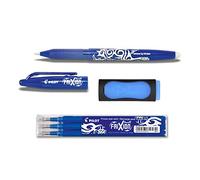 Lot De 2 Stylos Frixion Ball Bleu 0,7mm + 1 Gomme Frixion + 2 Recharges Frixion Ball Bleu 0,7 Mm Pilot