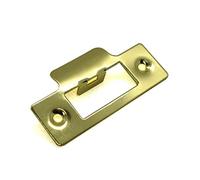 1 gâche finition laiton 75,5 mm de long x 25 mm de large, largeur totale de la plaque 38 mm pour serrure à mortaise ou loquet tubulaire