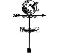 1 Girouette Fer Noir, Motif Colibri Fleur, Indicateur Vent Décoratif, Toit Jardin Terrasse .