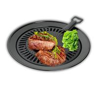 1 Grille de barbecue, revêtement antiadhésif, diamètre 32 cm, récupérateur de graisses, pour réchaud à gaz, camping .