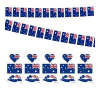 1 guirlande de fanions avec drapeau australien, 5 autocollants pour le visage, drapeaux carrés, décoration de train, fêtes et célébrations