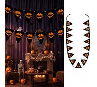 1 guirlande de fanions d'Halloween de 5 m pour fêtes, événements. | Décorez les murs, les porches et les tables de fête avec une bannière orange d'Halloween de 5 m avec 15 drapeaux.
