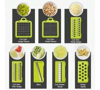 1 Hachoir multifonction 16-en-1 pour légumes, trancheuse à aliments, râpe, éminceur, outil de cuisine, cadeau d'Halloween Polypropylène