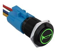 1 Interrupteur à bouton poussoir, 16 mm, LED verte, étanche IP65, 12 V, pour voiture, bateau Label