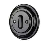 1 interrupteur encastré Lightstock rétro en porcelaine, 1 compartiment, 2 broches UP5S-1 (noir)