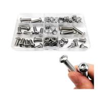 1 jeu de vis à tête cylindrique hexagonale M1.6 M2 M2.5 M3 M4 M5 M6 M8 en acier inoxydable ISO7380 304, boîte de kit de rondelles et d'écrous à six pans creux(M8 75pcs)