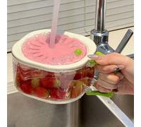 1 joli panier à fruits rose, 1 grand panier d'égouttage ménager, 1 panier épais extensible 2-en-1 pour le lavage et l'égouttage des légumes avec couvercle, 1 panier de rangement à fruits ménager avec
