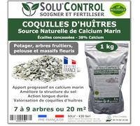 1 kg Écailles de Coquilles d'Huîtres Concassées 38% Calcium - SOLU'CONTROL - Apport Ciblé de Calcium Marin Naturel