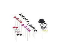 1 Kit de 28 pièces photobooth: moustache, baiser, lunette, chapeau... REF/70037 ptit clown
